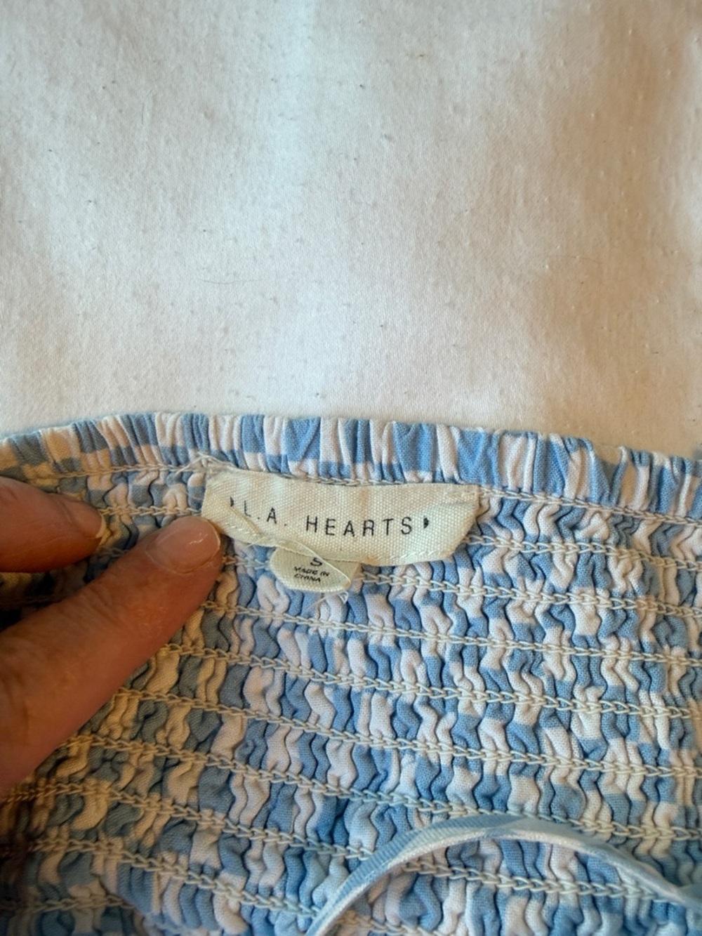 La Hearts Blue and White Checkered Crop Cami Festival Sexy Dorothy - Picture 3 of 4